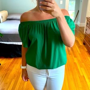 Kelly green off-the-shoulder top